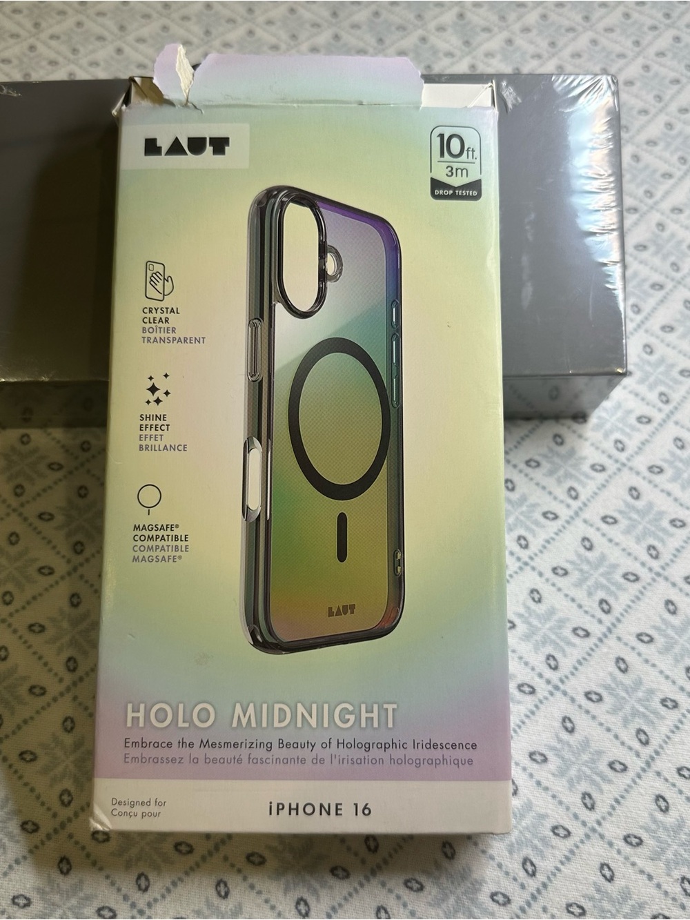 LAUT Holo Midnight iPhone 16 Case - Iridescent Purple/Green